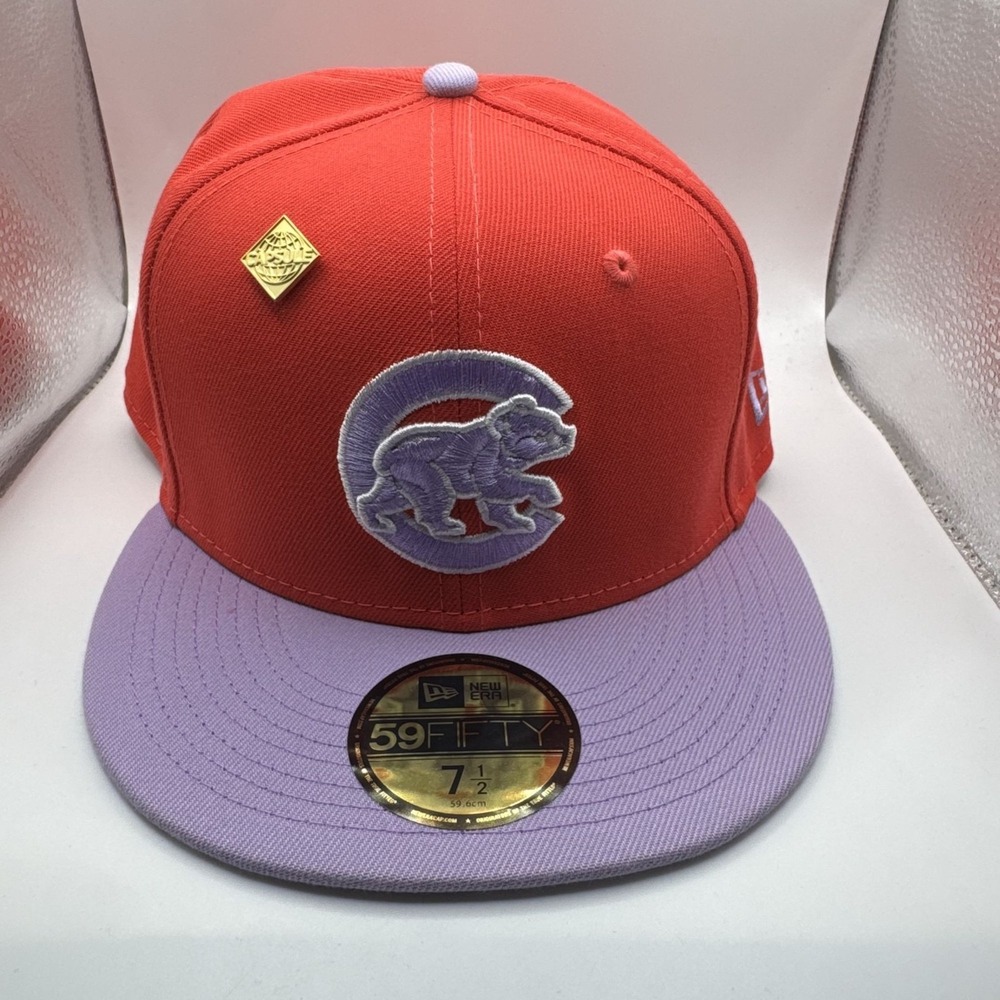 New Era Chicago Cubs 59FIFTY Fitted Hat Red & Purple Size 7 1/2 MLB Official Cap